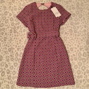 NWT ZARA retro floral geometric print open-back mini dress